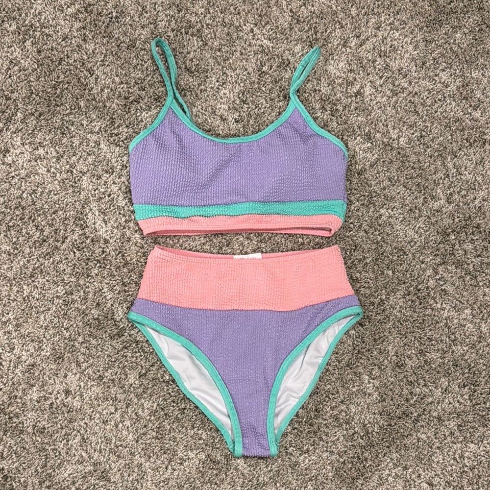 Pink Lily Colorblock Bikini Set S
